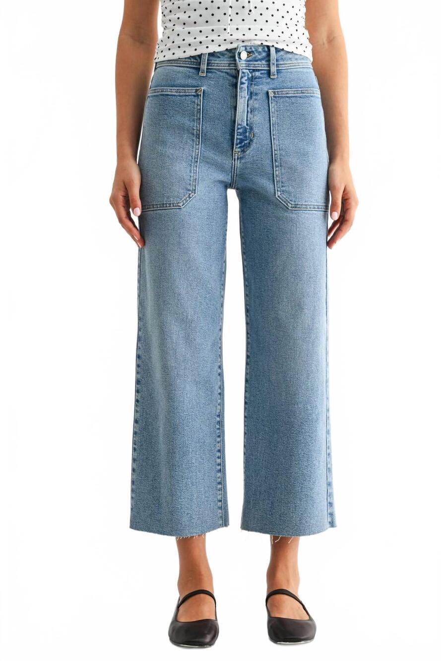 NEW JUST BLACK DENIM high rise utility wide leg jeans in light wash